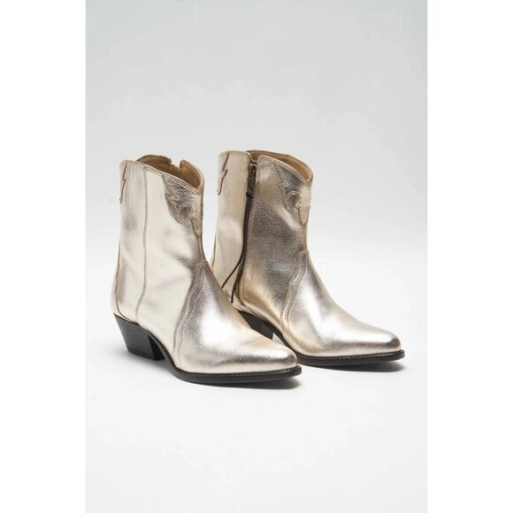 Free People New Frontier Western Boots in Gold 38.5 with Box Womens Bootie - Picture 1 of 16